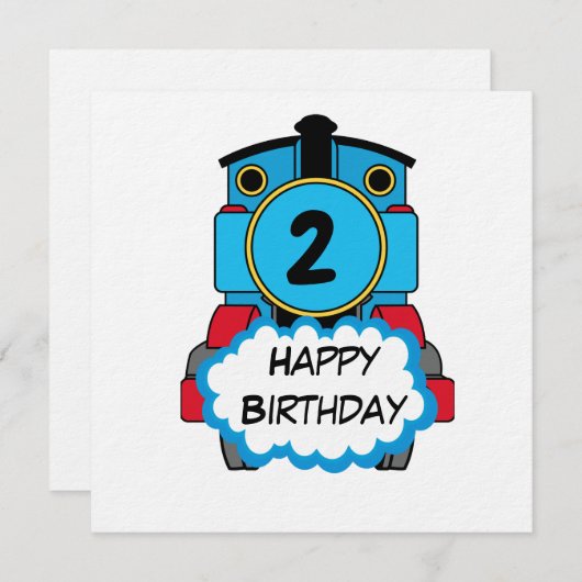 Train Happy Birthday round Sticker Kaart (Voorkant / Achterkant)