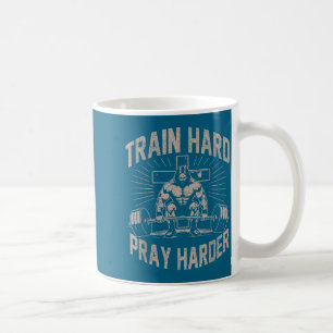 Train Hard, Bid Harder Leuke Christelijke Workout Koffiemok