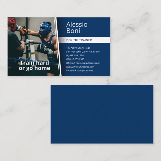 Train hard | Boxingtrainer Visitekaartje (Voorkant / Achterkant)
