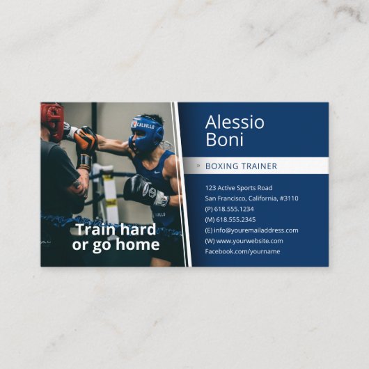 Train hard | Boxingtrainer Visitekaartje (Voorkant)