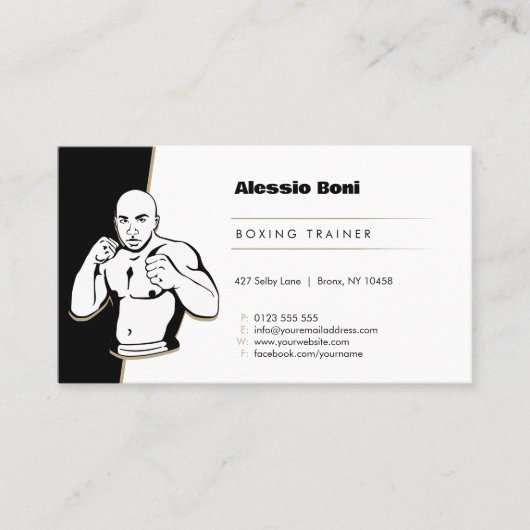 Train hard | Boxingtrainer Visitekaartje (Voorkant)