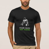  Train Hard Eat Clean Gym Motivation T-Shirt | Fit (Voorkant)