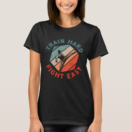 Train Hard Fight Easy Aikido Karate Jiu Jitsu T-shirt (Voorkant)