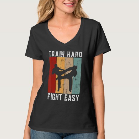 Train Hard Fight Easy Kickboxing T-shirt (Voorkant)
