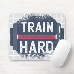TRAIN HARD Fitness Barbell Grid Muismat