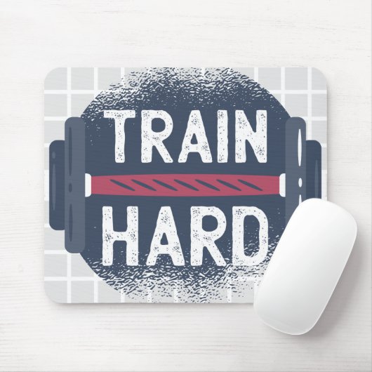 TRAIN HARD Fitness Barbell Grid Muismat (Met muis)