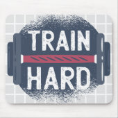 TRAIN HARD Fitness Barbell Grid Muismat (Voorkant)