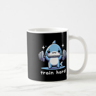 Train Hard Funny Shark Lifting Gewichten Dumbbells Koffiemok