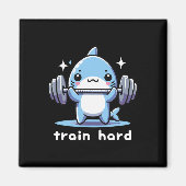 Train Hard Funny Shark Lifting Gewichten Dumbbells Magneet (Voorkant)