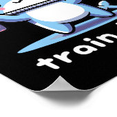 Train Hard Funny Shark Lifting Gewichten Dumbbells Poster (Hoek)