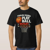 Train Hard Play Ball Repeat Basketball T-Shirt | S (Voorkant)
