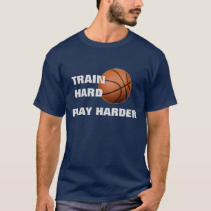 Train Hard Play Harder Basketbal TShirt Navy Blue