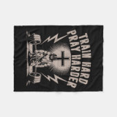 Train Hard Pray Harder Grappig Christelijke Workou Fleece Deken (Voorkant (Horizontaal))