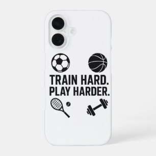 Train Hard Speel Harder Behang iPhone 16 Hoesje