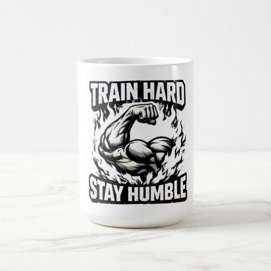 Train Hard Stay Humble – Gym Mindset Balance Koffiemok (Center)