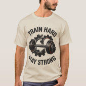 Train Hard T-Shirt – Motivational Workout Tee (Voorkant)