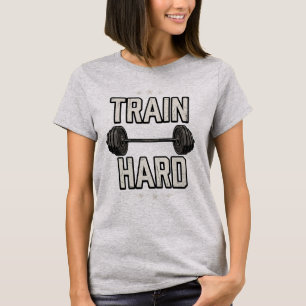Train Hard Vintage Gewichtheffen Gym Motivatie T-shirt