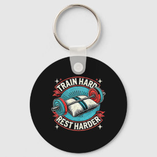 Train Hart Rest Harder Barbell Bodybuilding 1 Sleutelhanger