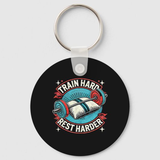 Train Hart Rest Harder Barbell Bodybuilding 1 Sleutelhanger (Voorkant)