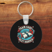 Train Hart Rest Harder Barbell Bodybuilding 1 Sleutelhanger (Voorkant)