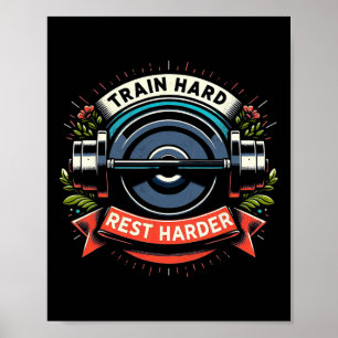 Train Hart Rest Harder Barbell Bodybuilding Poster