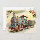 Train Heart Roos Forget-Me-Not Flower Briefkaart (Voorkant / Achterkant)