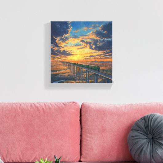 Train in het wild canvas afdruk (Insitu (Woonkamer))