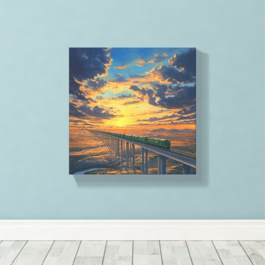 Train in het wild canvas afdruk (Insitu (Houten vloer))