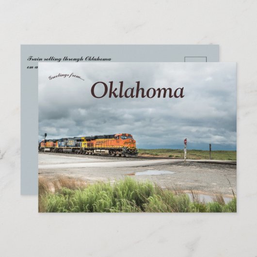 Train in Oklahoma on a Cloudy Day Briefkaart (Voorkant / Achterkant)