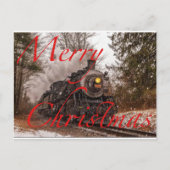 Train in Snow Merry Kerstmis Aankondigingskaart (Voorkant)