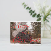 Train in Snow Merry Kerstmis Aankondigingskaart (Staand voorkant)