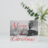 Train in Snow Merry Kerstmis Feestdagenkaart (Staand voorkant)