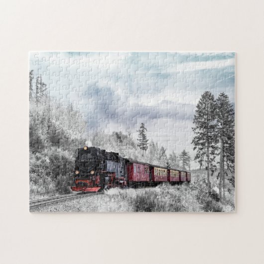 Train in Winter Scene Legpuzzel (Horizontaal)