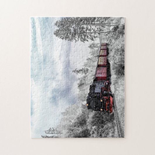 Train in Winter Scene Legpuzzel (Verticaal)