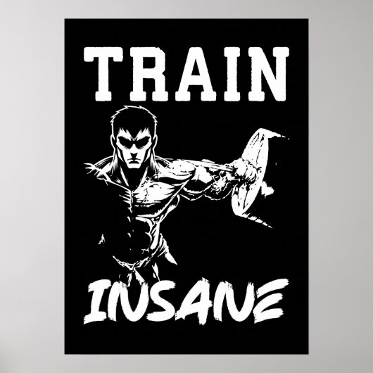 Train Insane - Anime Bodybuilding Gym Workout Poster (Voorkant)