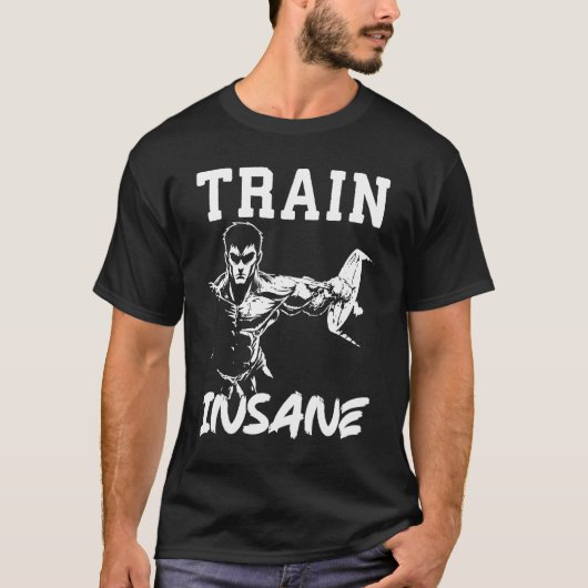 Train Insane - Anime Bodybuilding Gym Workout T-shirt (Voorkant)