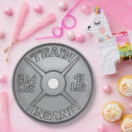 Train Insane (Barbell Bord) Motivatie Papieren Bordje (Feest)