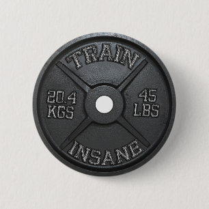 Train Insane (Barbell Bord) Motivatie Ronde Button 5,7 Cm