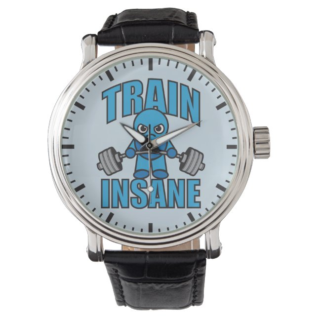 TRAIN INSANE Kawaii Gewichtheffer Deadlift Workout Horloge (Voorkant)