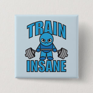 TRAIN INSANE Kawaii Gewichtheffer Deadlift Workout Vierkante Button 5,1 Cm