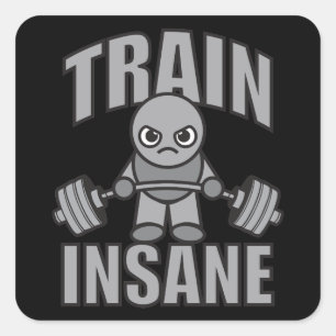 TRAIN INSANE - Workout Cartoon Anime Motivatie Vierkante Sticker