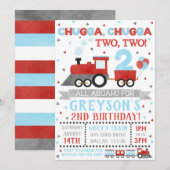 Train Invitation Boy Birthday Party Train Invite Kaart (Voorkant / Achterkant)