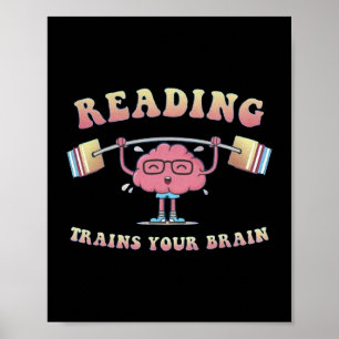 Train je hersenen lezen boeken lezer bibliothecari poster