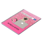 Train je menselijke grappige siamese kat roze glit notitieboek (Linkerzijde)