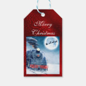 Train-kerstkerstkerstkerstkerrode Folie Cadeaulabel (Voorkant)