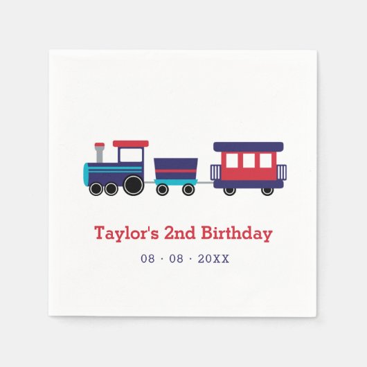 Train Kids Birthday Paper Napkins Servet (Voorkant)