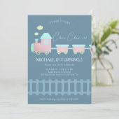 Train Kinder 2e verjaardagsuitnodiging Kaart (Staand voorkant)