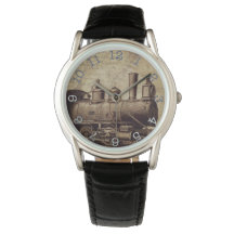 Train - kroonbeschermer zwarte leder Horloge