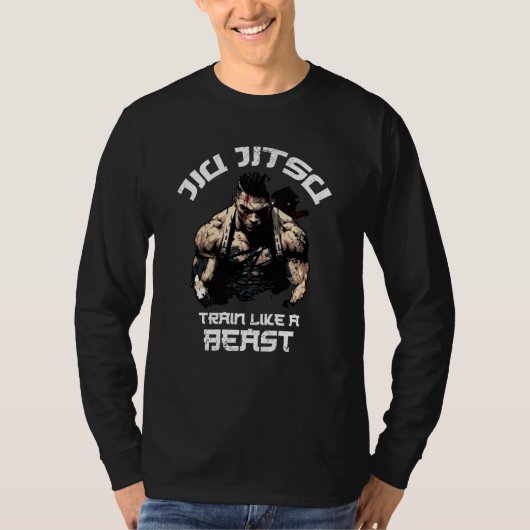 Train like a Beast Jiu Jitsu BJJ Grappling MMA T-shirt (Voorkant)