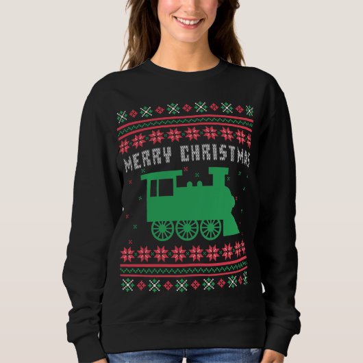 Train Locomotive Ugly KerstSweater Trui (Voorkant)